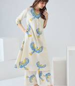 Women Ethnic Motifs Printed Regular Thread Work  Cotton Kurta with Palazzos