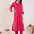 Floral Embroidered Round Neck Thread Work Straight Kurta with Trousers