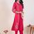 Floral Embroidered Round Neck Thread Work Straight Kurta with Trousers