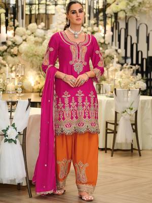 Women Ethnic Motifs Embroidered Regular Thread Work Kurta with Patiala & With Dupatta 1