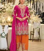 Women Ethnic Motifs Embroidered Regular Thread Work Kurta with Patiala & With Dupatta