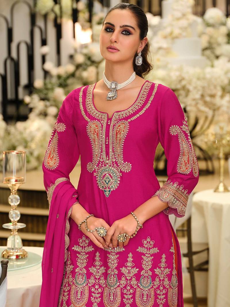 Women Ethnic Motifs Embroidered Regular Thread Work Kurta with Patiala & With Dupatta