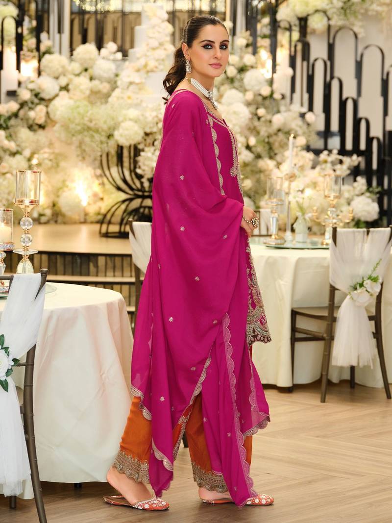 Women Ethnic Motifs Embroidered Regular Thread Work Kurta with Patiala & With Dupatta