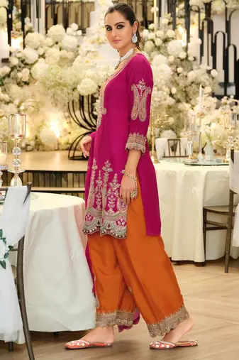 Women Ethnic Motifs Embroidered Regular Thread Work Kurta with Patiala & With Dupatta