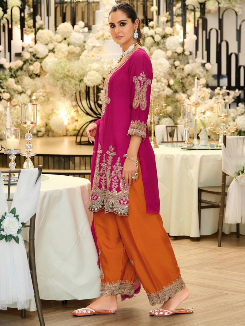 Women Ethnic Motifs Embroidered Regular Thread Work Kurta with Patiala & With Dupatta