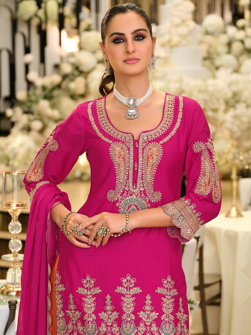 Women Ethnic Motifs Embroidered Regular Thread Work Kurta with Patiala & With Dupatta
