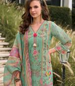 Floral Printed Sequinned Linen Kurta With Trousers And Dupatta