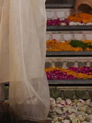Floral Embroidered Liva Kurta with Trousers & Dupatta 7