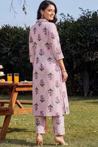 Women Printed Regular  Cotton Kurta with Trousers