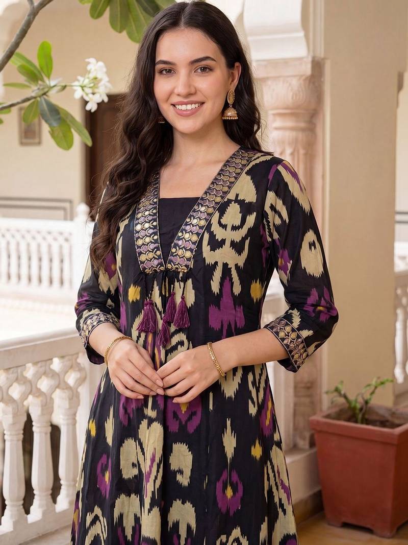 Women Ethnic Motifs Printed Regular  Cotton Kurta with Trousers & With Dupatta