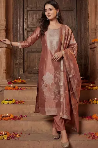 Women Ethnic Motifs Regular Kurta with Trousers & With Dupatta