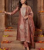 Women Ethnic Motifs Regular Kurta with Trousers & With Dupatta