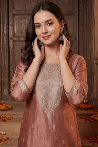 Women Ethnic Motifs Regular Kurta with Trousers & With Dupatta