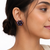 Dark purple freshwater pearl cluster flower stud earrings