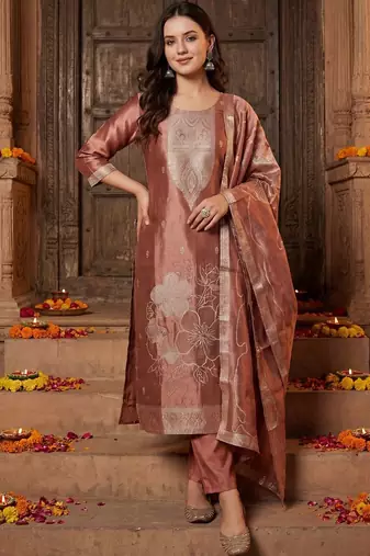 Women Ethnic Motifs Regular Kurta with Trousers & With Dupatta
