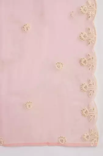 Floral Embroidered Thread Work Straight Kurta With Trouser And Dupatta