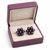 Dark purple freshwater pearl cluster flower stud earrings