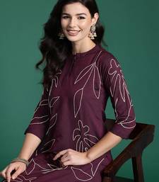 Floral Embroidered Thread Work  Cotton Kurta with Trousers