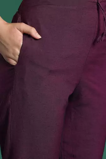 Floral Embroidered Thread Work Pure Cotton Kurta with Trousers