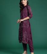Floral Embroidered Thread Work Pure Cotton Kurta with Trousers