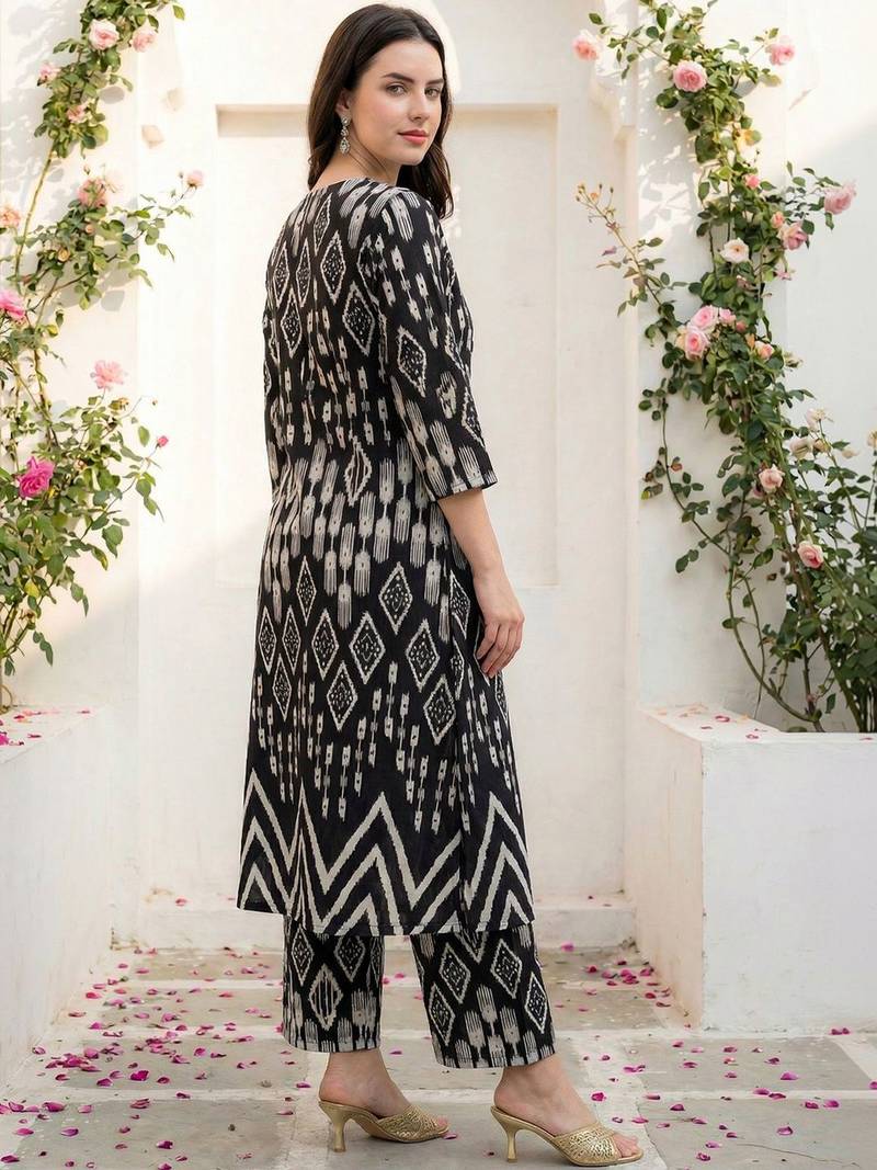 Women Printed Regular Pure Cotton Kurta with Palazzos