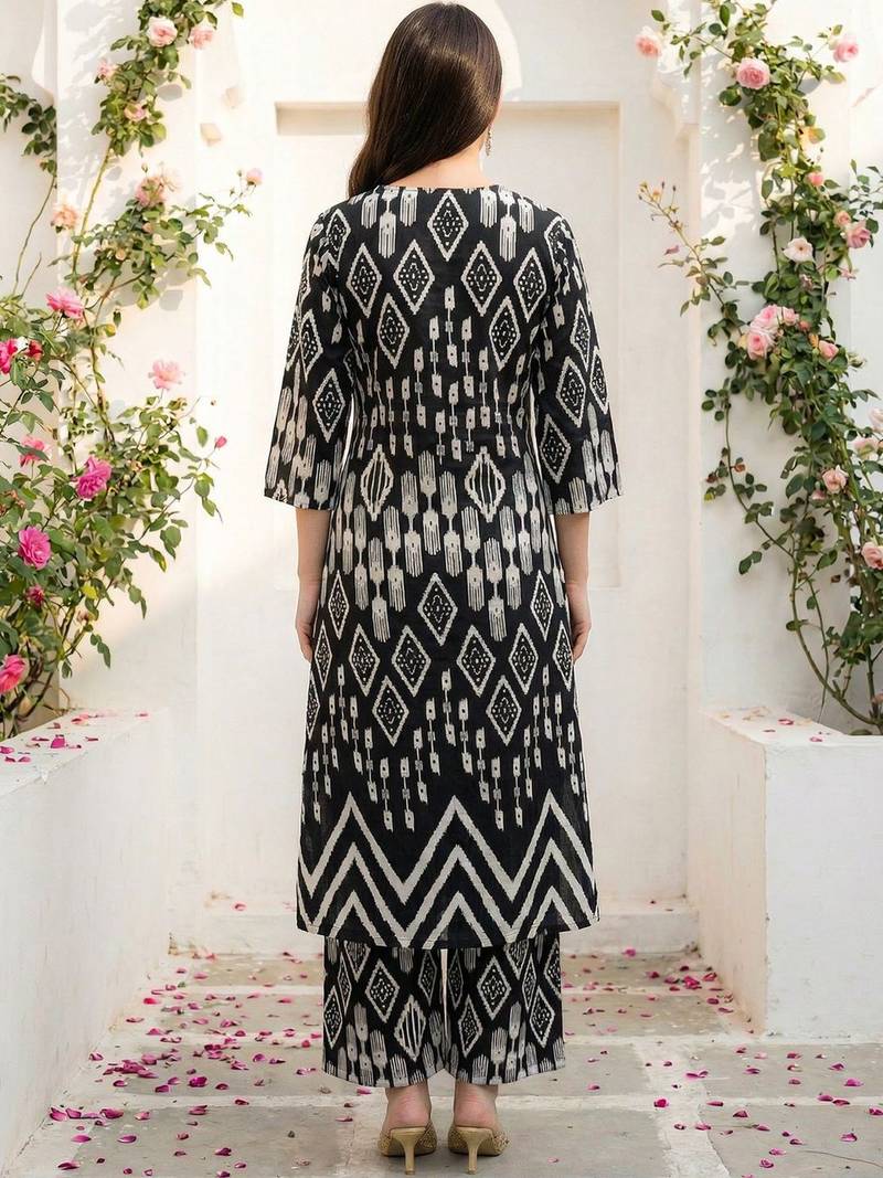 Women Printed Regular Pure Cotton Kurta with Palazzos