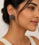 Grey freshwater pearl cluster stud earrings for women