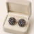 Grey freshwater pearl cluster stud earrings for women