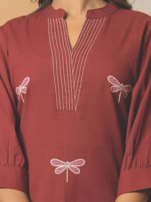 Women Embroidered Regular Thread Work Pure Cotton Kurta with Palazzos 3