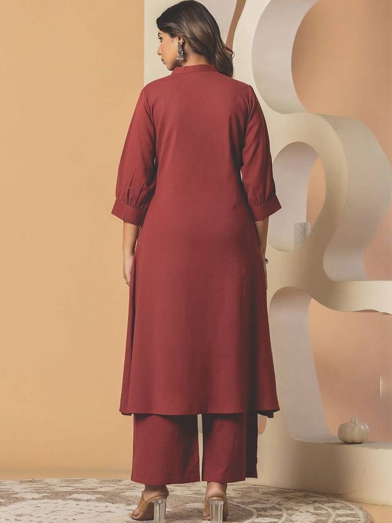 Women Embroidered Regular Thread Work Pure Cotton Kurta with Palazzos