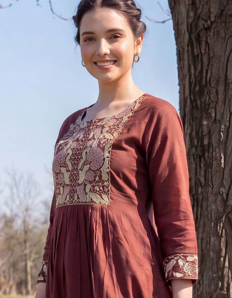 Women Ethnic Motifs Embroidered Empire Thread Work  Cotton Kurta with Trousers & With Dupatta