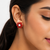 Red coral bead flower stud earrings with white pearl centre