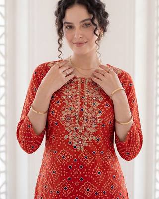 Women Ethnic Motifs Printed Regular Mirror Work  Cotton Kurta with Trousers & With Dupatta 2
