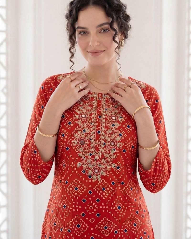 Women Ethnic Motifs Printed Regular Mirror Work  Cotton Kurta with Trousers & With Dupatta