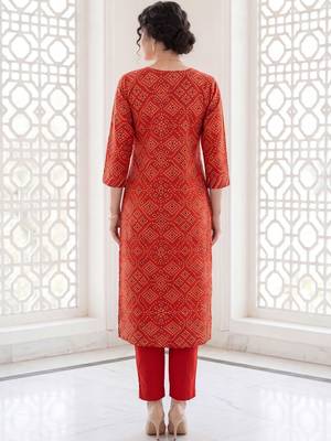 Women Ethnic Motifs Printed Regular Mirror Work  Cotton Kurta with Trousers & With Dupatta 4