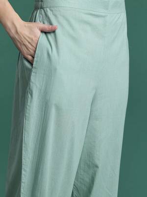 Floral Embroidered Thread Work Linen Kurta with Trousers & With Dupatta 3