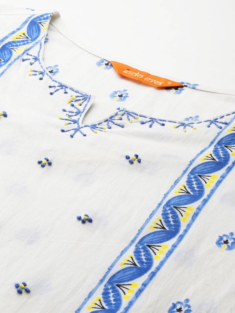 Ethnic Motifs Printed Panelled Pure Cotton Kurta with Trousers & Dupatta