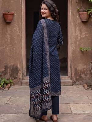 Women Ethnic Motifs Printed Regular  Cotton Kurta with Trousers & With Dupatta 4
