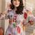 Women Floral Printed V-Neck  Cotton A-Line Kurta with Trouser