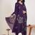 Ethnic Motifs Printed V-Neck  Cotton Anarkali Kurta With Trousers & Dupatta