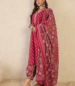 Women Floral Printed V-Neck Kurta with Salwar & Dupatta