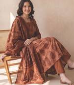 Women Ethnic Motifs Printed Empire Sequinned  Cotton Kurta with Trousers & With Dupatta