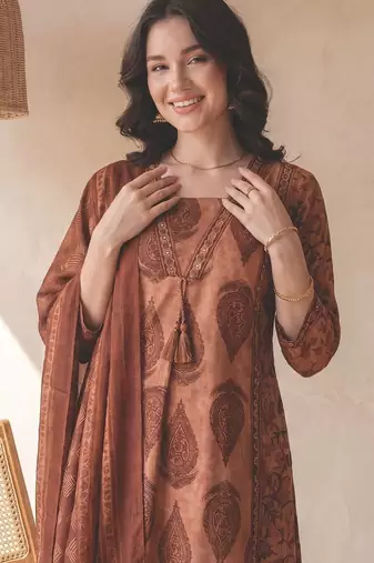 Women Ethnic Motifs Printed Empire Sequinned Pure Cotton Kurta with Trousers & With Dupatta