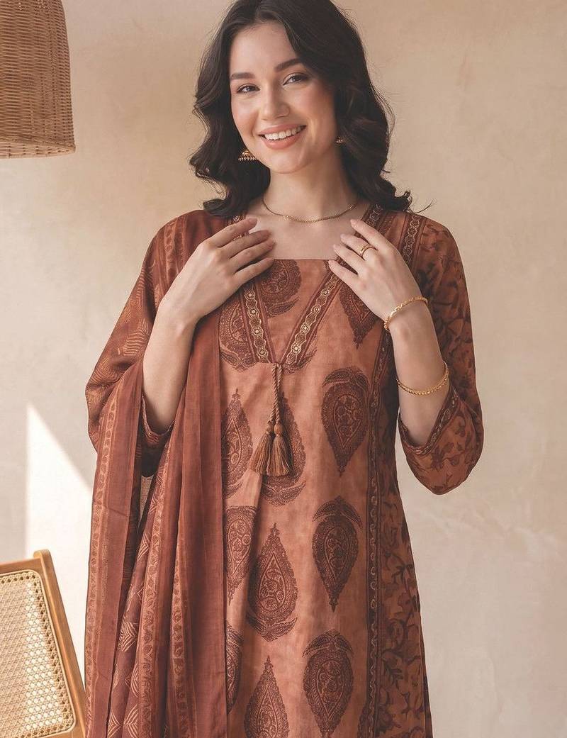 Women Ethnic Motifs Printed Empire Sequinned  Cotton Kurta with Trousers & With Dupatta