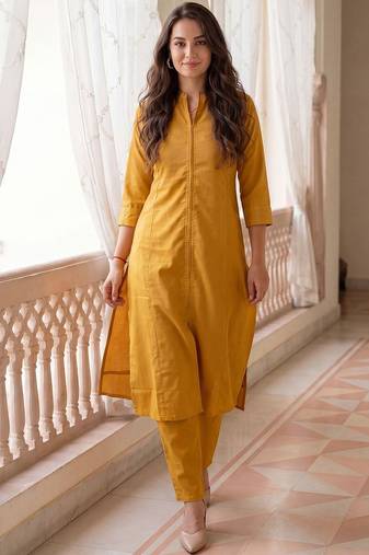 Women Thread Work Kurta with Trousers