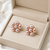 Freshwater pearl cluster stud earrings, pink, gold tone