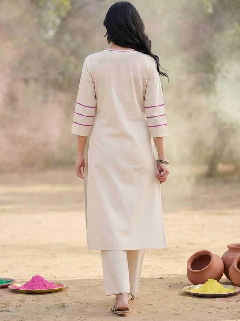 Women Ethnic Motifs Embroidered Regular Thread Work Kurta with Trousers