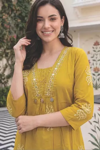 Women Printed Regular  Cotton Kurta with Palazzos & With Dupatta