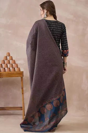 Women Ethnic Motifs Printed Regular  Cotton Kurta with Trousers & With Dupatta