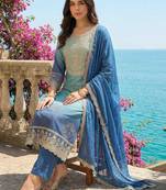 Women Ethnic Motifs Printed Regular Sequinned Kurta with Trousers & With Dupatta